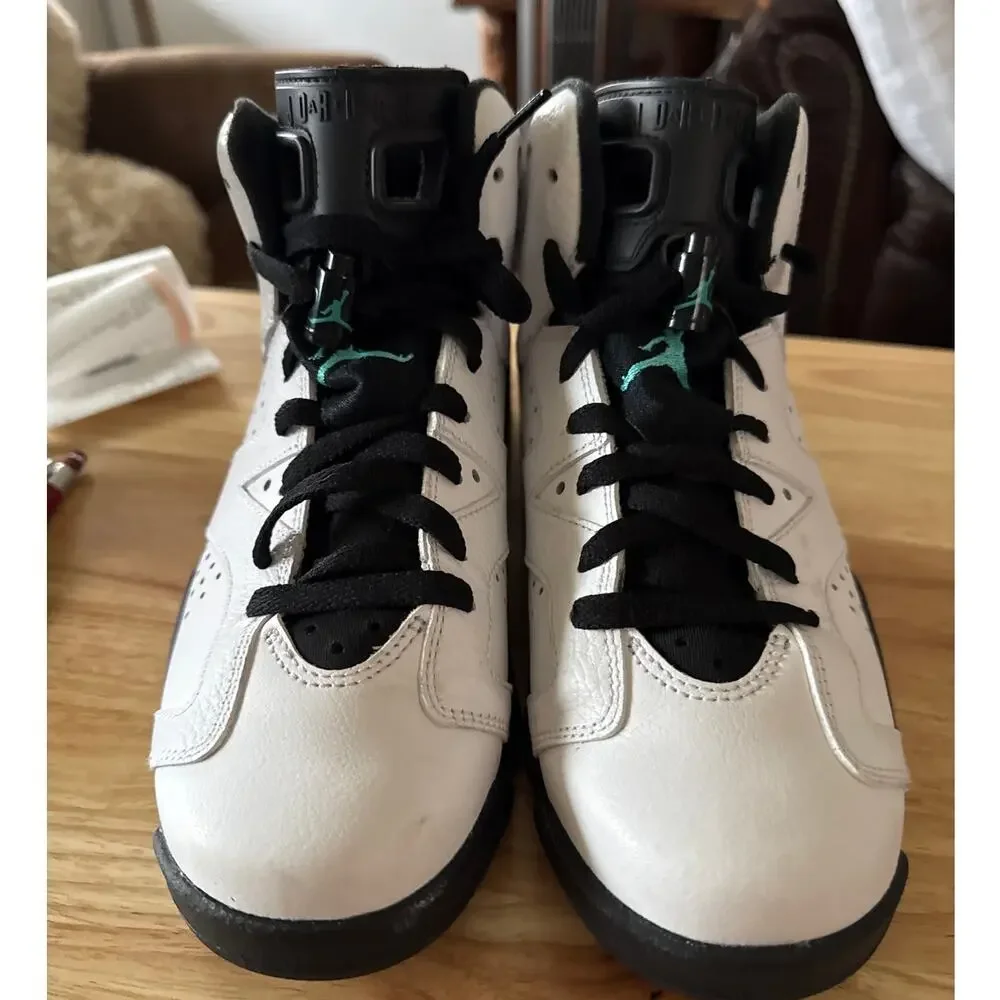 Nike Air Jordan 6 Retro White Black Teal Youth 7Y UK6 Sneakers Excellent
